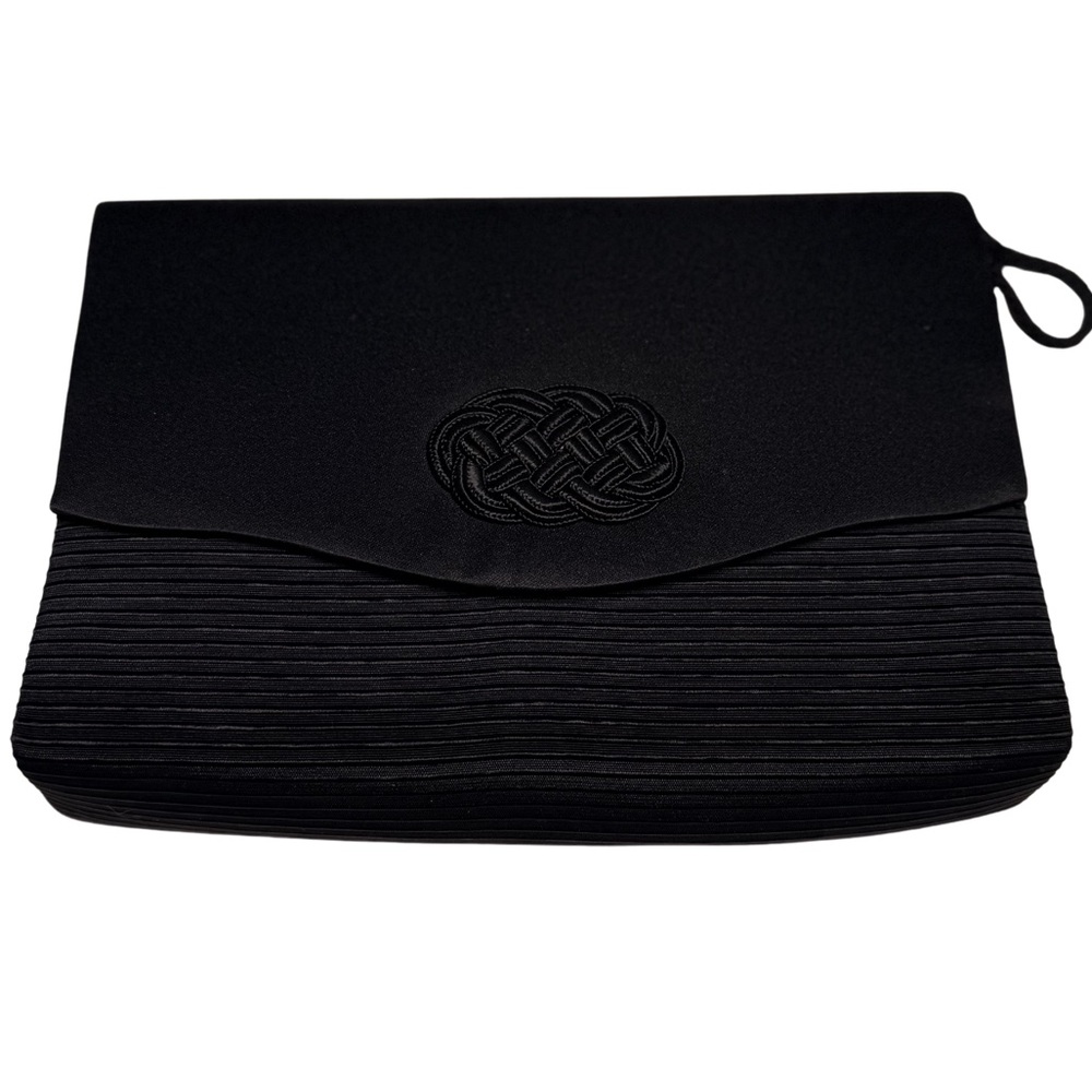 Elegant Black Clutch With Celtic Knot Detail